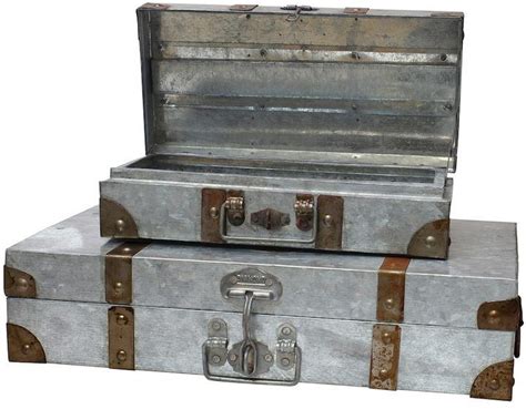 galvanized metal suitcase box set|Stonebriar 2.